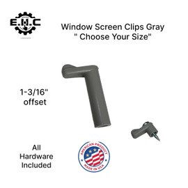Window Screen Clips "Gray” Plastic (Choose Your Size! /Size Run Flush up to 1-3/16” Offset) New or Replacement (10 Pack with All Needed Hardware Included) by E.H.C. (1-3/16" Offset)