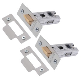 XFORT Tubular Latch, Satin Chrome, Tubular Door Latch For Internal Wooden Doors, (2 Pack, 65mm)