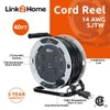 Link2Home 40 Ft. Retractable Extension Cord Reel with 3 Outlets