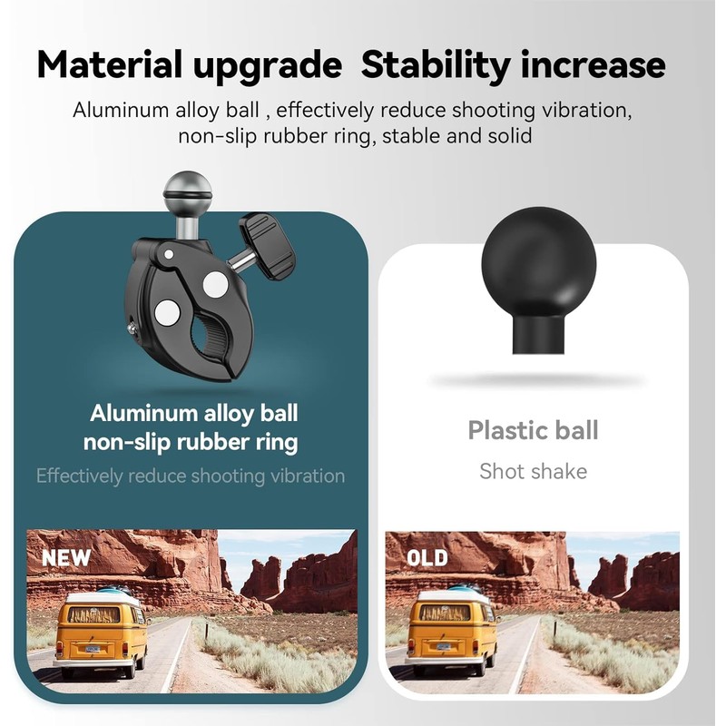 TELESIN Universal Handlebar Tube Clamp Mount for Sport Cameras (Aluminium)