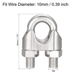 sourcing map Wire Rope Clip Clamp M10 304 Stainless Steel for 10mm Diameter Cable, Pack of 8