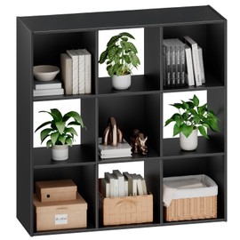 Sweetcrispy 9 Cube Storage Organizer - Open Cube Bookshelf with 5 Removable Back Panels, Display Storage Bookcase for Living Room, Bedroom, Entrance Hall, Home Office，36" L×11.6" W×36" H, Black