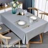 TruDelve Plastic Table Cloth for Rectangle Tables Grey Vinyl Tablecloth