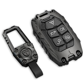 Cavlobe for Land Rover Zinc Alloy Key Fob Cover,Keychain,Full Protection Car Key Case for Jaguar Smart Remote Keyless Keyshell Accessories(NO.027 Black)