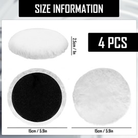 Polishing Attachment Compatible with Bosch Random Orbital Sander, 4 Pieces 125 mm Lambswool Polishing Discs Polishing Pads Polishing Pads Polishing Disc Round for Random Orbital Sanders with Velcro