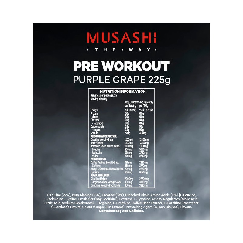 Musashi Pre Workout Purple Grape 225g