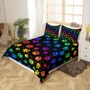 Dog Paw Print Duvet Cover Set Single Size,Rainbow Gradient Puppy