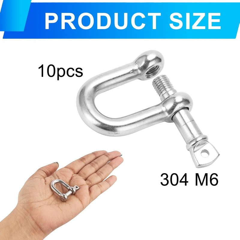 M6 Stainless Steel D Shackle – 10PCS Heavy Duty D-Rings