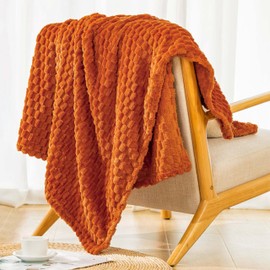 Bnuitland Orange Flannel Throw Twin Size Blanket (60X80 inches), 300 GSM Fleece Cozy Warm Soft Home Decor Lightweight Bed Blanket for Adults, Suitable for All Seasons.