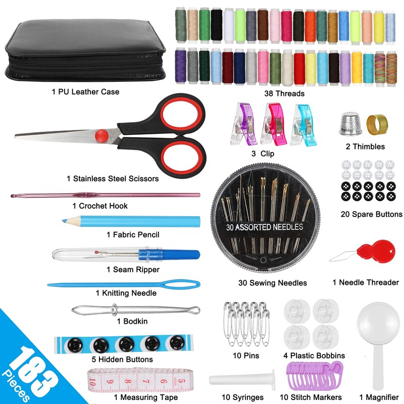 AN HUI MING Sewing Kit Sewing Box with 183 Sewing