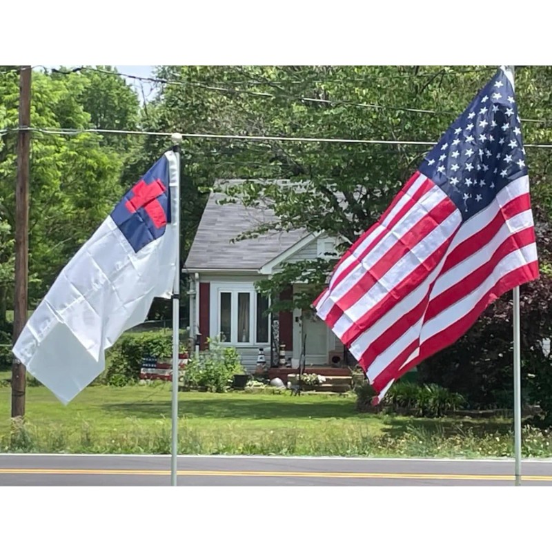 Embroidered Large Christian Flag 6x10 Ft Heavy Duty Waterproof Polyester