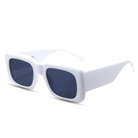ANRRI Rectangle Sunglasses for Men and Women Fashion Sunglasses UV 400 Protection White Frame Eyewear