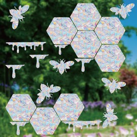 Traziewell Bee Window Stickers Bird Window Strike Prevention Stickers Rainbow Suncatcher Home Decoration and Supplies Window Decals for Glass Privacy 0319