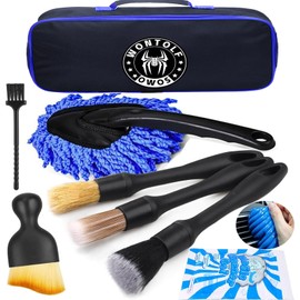 Wontolf 8PCS Car Detailing Brush Set, Ultra Soft Boars Hair Car Interior Detailing Brushes, Car Interior Detailing Kit, Car Cleaning Gel Supplies Kit, Car Dust Brush, Car Accessories for Interior
