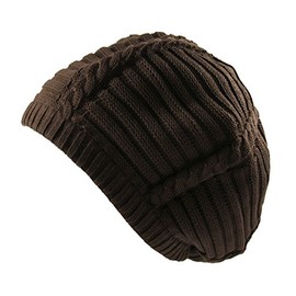 RW 100% Cotton Classic Rasta Slouchy Ribbed Beanie Hats (Brown)