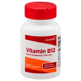 LEADER Vitamin B-12 500mcg Tablets 100 ct Pack of 1