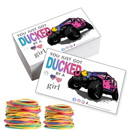 You've Been Ducked | You Just Got Ducked by a Car Girl | Duck Duck Game Card | Duck Ducking Card Tag | 50Pack | 2 x 3.5" Inches Business Card Size |with Round Hole and Rubber Bands (Gradient Pink)