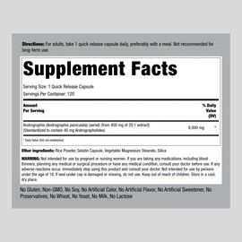 Piping Rock Andrographis Paniculata 8000mg | 120 Capsules | Andrographis Extract | Non-GMO, Gluten Free