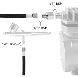 ABEST Airbrush Air Hose Braided 1/8 Inch Male - 1/8 Inch Male (1/4 Inch Female) Airbrush Hose Splitter Airbrush Air Hose Hose Adapter for Most Airbrush Guns (3 m)