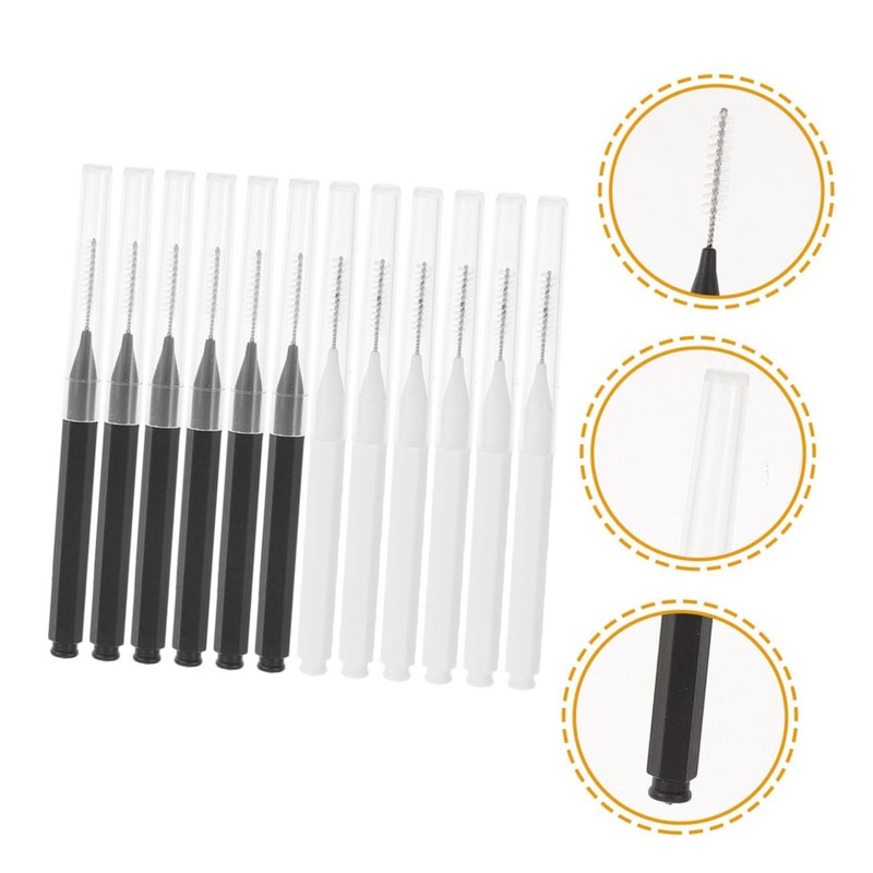 FOMIYES 60pcs Portable Eyebrow Brushes with Caps Mini Eyelash Applicators
