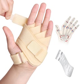 DrFinger Finger Ulnar Deviation Splint Brace, Finger Joint Deviation Orthopedic Corrector With Metal Bracket-Beige-(Left-M)