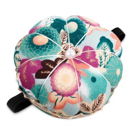 Rolybag Pin Cushions Wrist Pins Cushions with Elastic Strap Wristband Cute Pumpkin Needle Cushion for Sewing Wearable Needle Pincushions for Needlework or DIY Crafts (Green Print)