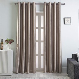 GYROHOME Faux Silk Blackout Curtains, Fully Lined Solid Color Window Treatment Drapes for Bedroom and Living Room Thermal Insulated Grommet Top Room Darkening Drapes, (2panels,52x84,Gold Brown)