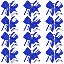 12PCS Cheer Bows Bulk Glitter Cheerleading Bows Girls Hair Bows Cheer Bows Elastic Band Ponytail Holder for Cheerleaders Teen Girls College Sports Competition