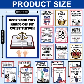 20Pcs No Kings Day Protest Law is King Political Posters Bundle Hands Off Protest Posters Social Security and Medicare No Kings Day Printable Signs for Political Rallies Marches Resist Themed Event