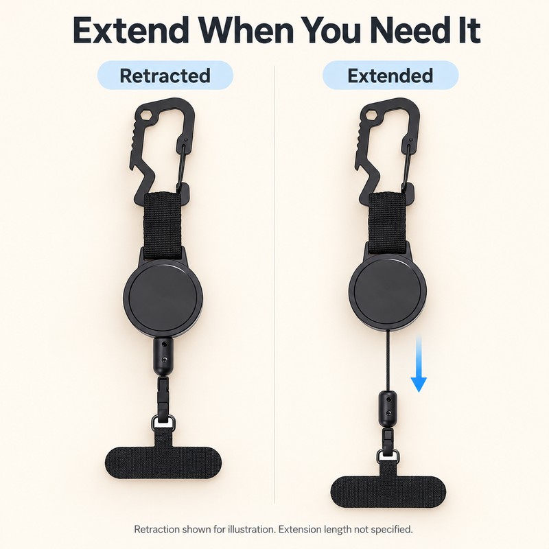 Retractable Phone Lanyard for Everyday Carry – Clip-On Tether with