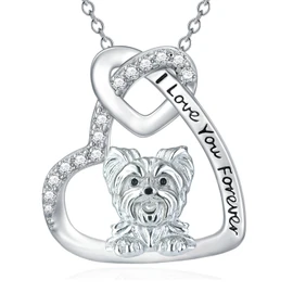 Yorkie Necklace 925 Sterling Silver Yorkie Pendant Dog Necklace Jewelry for Women