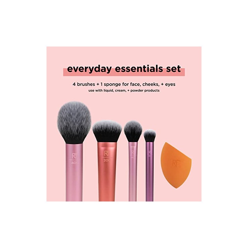 Real Techniques Juego de brochas de maquillaje con 2 licuadoras