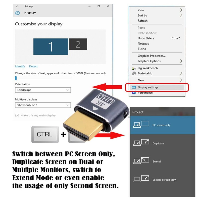 xiwai 4K Virtual Display Adapter HDMI 1.4 DDC EDID Dummy