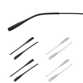 PATIKIL 4 Pairs Eye Glass Replacement Temples, Silicone Anti-Slip Eyeglass End Tips Glasses Retainers Fits 1.4mm for Round Thin Metal Eyeglass Sunglasses Temple, Black/Clear
