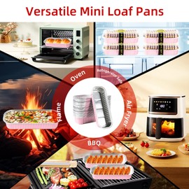 Mini sartenes para pan con tapas y cucharas para sellar, 30 moldes para pasteles de 7.5 onzas para hornear moldes desechables de papel de aluminio rojo (30 piezas de oro negro)
