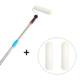 FLY HAWK Paint Roller,6 FT Brush kit Multi-Function Paint Roller kit with House Paint Roller Brush Stainless Steel Pole, New Splicing Rod, Mural Brush for Walls and Ceiling (White) (6 FT)