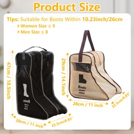 Short Boot Bags for Cowboy Boots -2 Pack Portable Dust Proof Boot Storage Organizer Tall Boots for Men & Women Travel and Daily Use - Boot Bag Shoe Bags Protector with Handle for Wardrobe Cabinet