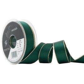 Berisfords Gold Edge Satin Ribbon, Bottle : Forest, 25 mm Width, 20 metre Length