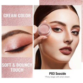 Oulac Nude Pearl Cream Eyeshadow also for Highlighter Shimmer Eye Shadow Waterproof&Long Lasting with Moisturizing Formula Blendable Shimmer Eye Make-up,Vegan & Cruelty-Free,6g, P03