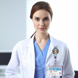 Immaturus Alien Spaceship Badge Reel Retractable with Beads, Cute Funny Id Badge Holders Retractable, Badge Clips Keychain ID Card Holder for RN Nurses Nursing Student Teachers Office Workers Gifts