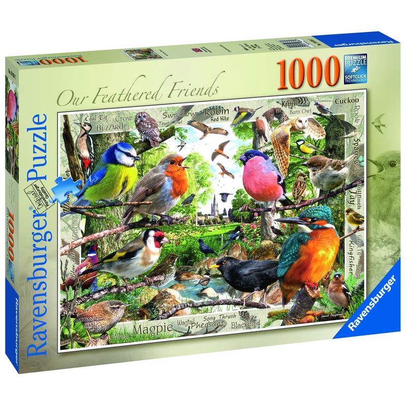 1000 Piece Jigsaw Puzzle Feather Friends Ravensburger 17272 6 Colorful