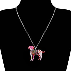 DUOWEI Cute Labrador Dog Necklace Pendant Zinc Alloy Enamel Labrador Jewellery Gifts, Zinc, Enamel
