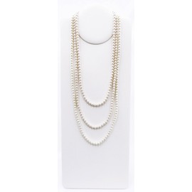 Self-Arrangement Plastic Pearl Necklace, 0.24 inch (6 mm) Steps, 3 Rungs, Approximately 21.3 inches (54 cm), Gold Hardware (0.29, 23.6, 27.6 inches (6 mm), 23.6 inches (50,, Resin pearls, metal fittings: brass
