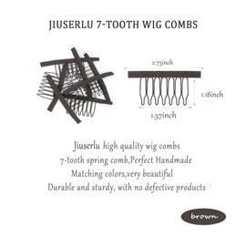 JIUSERLU 20 Pieces Wig Combs, 7-Teeth Wig Clips to Secure Wig (Brown)