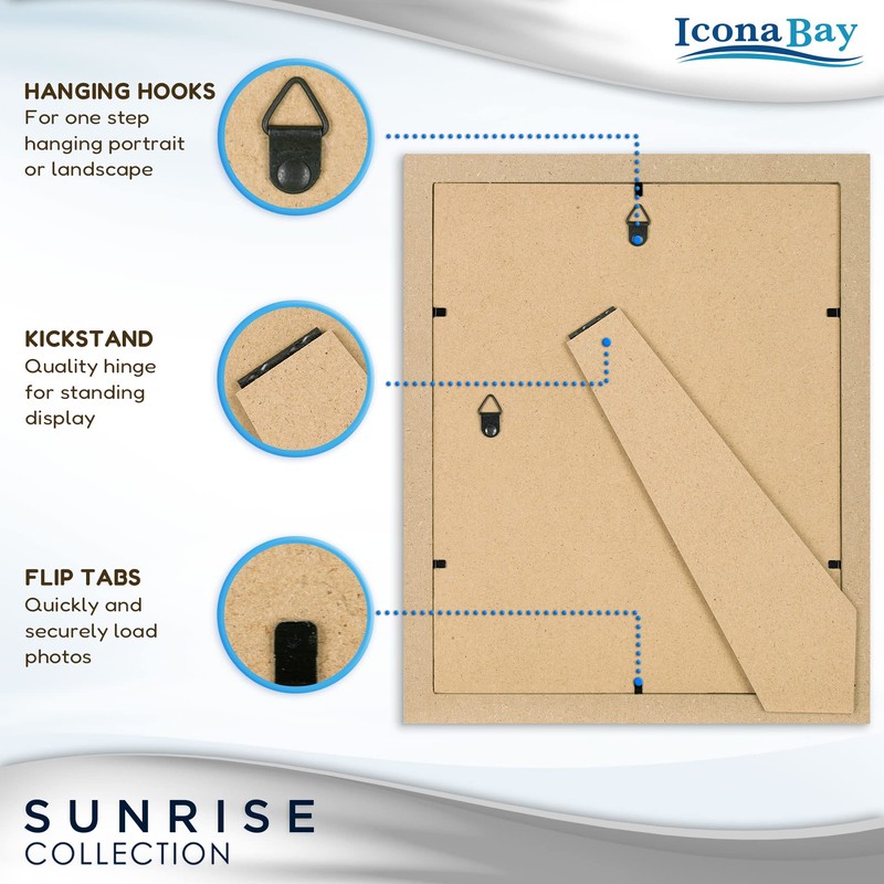 Icona Bay - 8x10 Mat to 5x7 Black Picture Frame