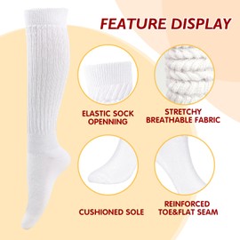 Buauty 4 Pairs Slouchy Socks for Women, Knee High Tube Scrunch Socks, Soft and Cozy, Size 5-11