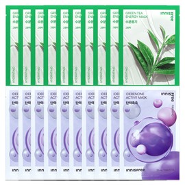 (10 sheets) Innisfree Active Mask Idebenone (Elasticity and Moisture)+ / (10매)이니스프리 액티브 마스크 이데베논 (탄력촉촉)+