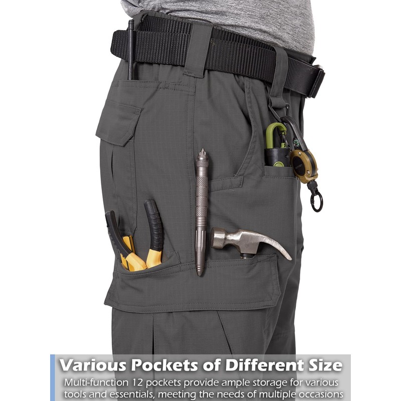 NAVEKULL Men's Flexible Work Pants Stretch Ripstop Utility Cargo Pants