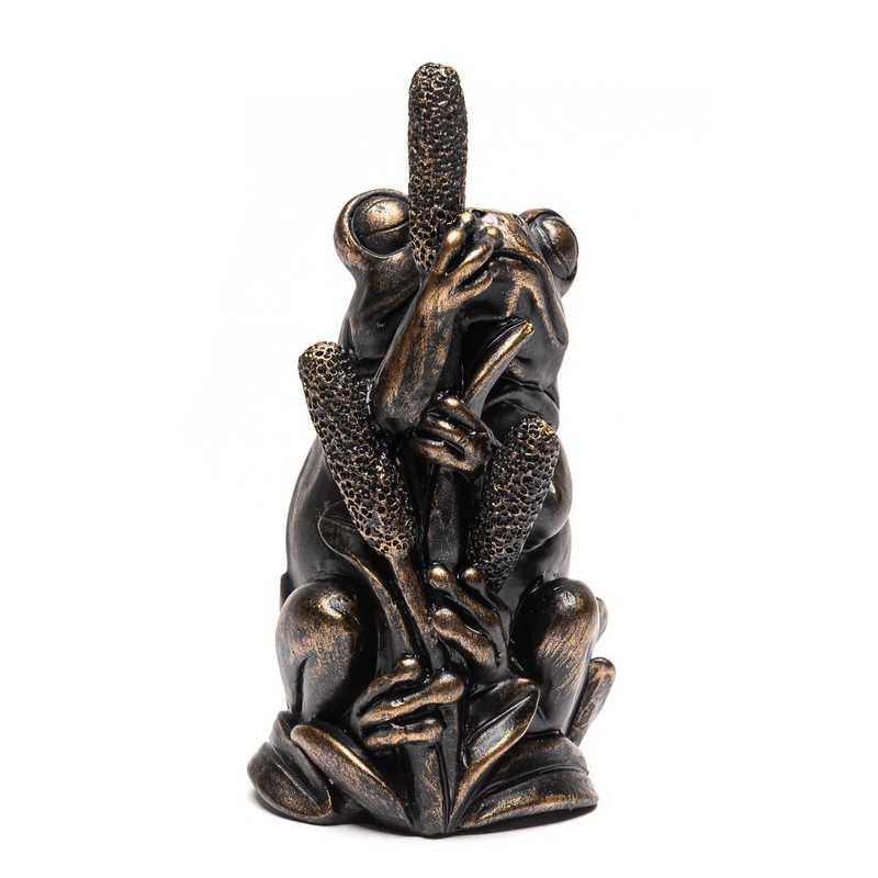 Cane Companions Frog On Bullrush Stake Topper - Handmade Flower