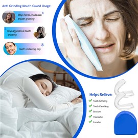 4PCS Teeth Whitening Trays Kits Mouth Guards, 4 Anti Grinding Mouth Guards and 2 Tooth Boxes, Thermoform Moldable Teeth Whitening Tray, Mouthguards for Stop Teeth Clenching Grinding Bruxism at Night